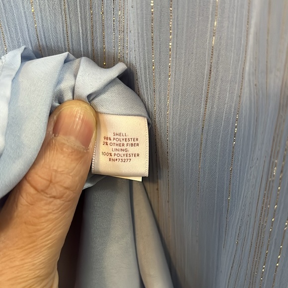 NWT LC Lauren Conrad Marrakesh Moment Blue Gold Shimmer Ruffle Maxi Dress 4 - Picture 10 of 12